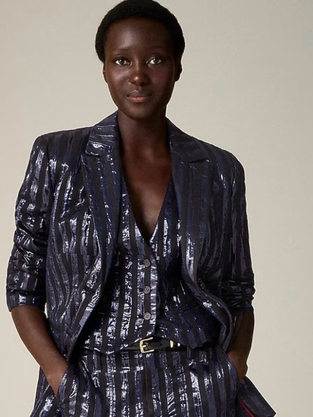 Christopher John Rogers X J.Crew slim-fit vest metallic stripe - Picture 3 of 7